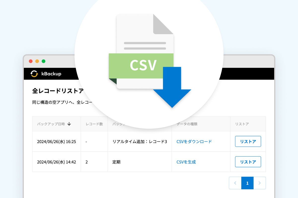 バックアップデータをダウンロード