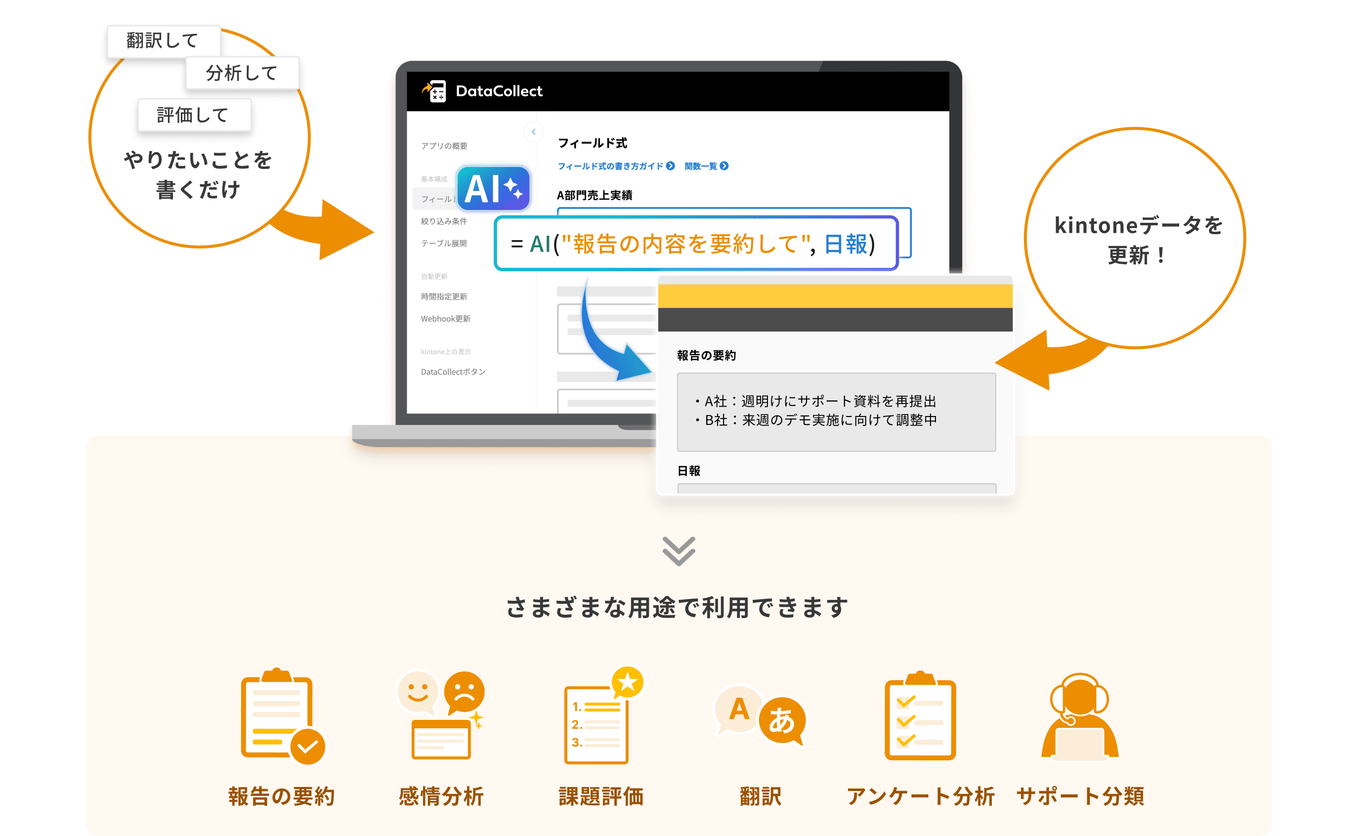 AI関数でデータ作成や処理を自動化できます